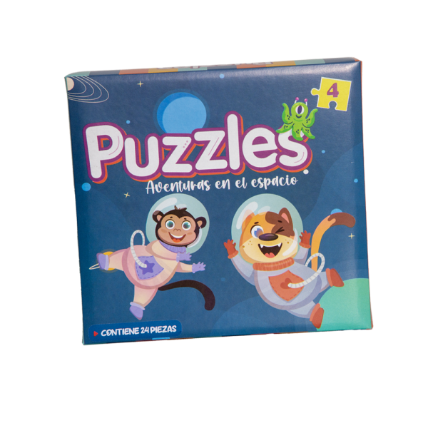 Puzzles "Aventuras en el Espacio" 4 piezas